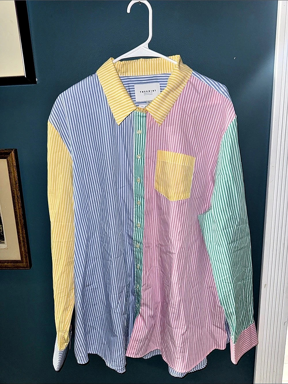 The Shirt The Boyfriend Shirt Striped Cotton Button Down Size 2XL Like New